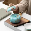 TeAware Setleri Set Bir Pot İki Bardak El Boyan Seramik Açık Seramik Çay Kupası Taşınabilir