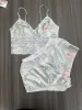 2-teiliges Set aus sexy Spitzen-Cami-Top und Shorts mit passendem Höschen – Damen-Dessous-Pyjama-Set e02o#