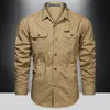 Nowa jesień wojskowa koszula kieszonkowa dla mężczyzn Solid kolor Slim Casual Marka Ubrania Mężczyźni LG Sleeve koszule 5xl A9OW#