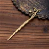 Hair Clips Barrettes Chinese National Style Carved Fan Stick Women Antique Bronze Hairpins Bookmark Traditional Clothing Headdress Jew Ot3Bo