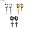 Dangle Earrings Fashion Women Men Cross Jesus Christ Silver Color Gold Black Stainless Steel Round Arc Trendy Street Earring Christmas