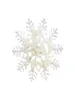 Pearl Rhinestone Snowflake Brooches for Women Girls Metal Cardigan Scarf Shawl Safety Brooches New Year Party Christmas Gifts