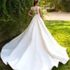 .New Listing Short Sleeve Bridal Dresses Beading Applicies Illusion Back France Satin Wedding Clowns Vestidos de Boda