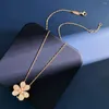 Pendant Necklaces Fashionable Necklace Six-petal Flower Inlaid With Diamonds Exquisite Women's Ornaments Travel Leisure Holiday Gifts