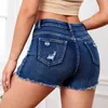 women's High Waist Butt Splice Slim Fit Denim Shorts 2024 Summer Casual Streetwear Female Stretch Distred Denim Hot Pants J6MT#