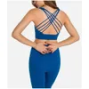 Lu Align Gym Tanks Crossbandjes met bandjes Fitnessbeha's Sexy Wear Dames Push-up Gewatteerde Yoga Sport Workout Tops Draadloos Atletische Beha Citroen Sport 2024