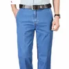 Style classique Été Nouveaux hommes Jeans minces droites Busin Pantalons extensibles décontractés Pantalons de marque pour hommes Bleu I7nc #