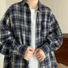 Lapela colarinho camisa jaqueta retro xadrez impressão camisa masculina casaco lg manga jaqueta casual com bolso único breasted para casual v69o #