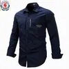 Fredd Marshall 2023 FI-Militärhemd Lg-Ärmel Multi-Pocket-Freizeithemden Markenkleidung Armeegrün Camisa Masculina 117 64OO #