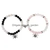 Perlé 2Pcs / Set Distance Magnétique Perle Bracelet Couple Amoureux De Coeur Minimaliste Correspondant Bracelets D'amitié Pour Les Femmes Drop Dhgarden Dhidu