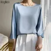 Högkvalitativ sommar elegant o-hals plus size Silk Satin Blus Women Shirts Office Lads Loose Tops Haut Femme 6 Colors 240315