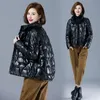 Ny 2023 FI Kvinnor Parkas Winter Jacka Korean Loose Casual Down Cott Jackets Kvinnor Kort tjock varma överrockar Dam E845#