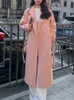 Donna Cappotto di lana Colletto rovesciato Cappotto invernale Fi Caldo Solido Casual Capispalla semplice Capispalla femminile Vento Giacca di media lunghezza V4JL #