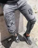 Erkekler Kapitone İşlemeli Kot Skinny Jeans Yırtık Izgara Streç Denim Pantolon Adam Elastik Bel Patchwork Jogging Denim Pantolonlar S8LT#