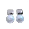 Stud Earrings S925 Silver Freshwater Pearl 9mm Women's K Gold Shell Beads Fashionable And Versatile Earring Jewelry