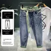 2024 Printemps / Été Nouveau Jeans Homme Coréen Brodé Stretch Pantalon à neuf points Bleu W Fi Casual Stretch Slim Denim Pantalon G2jD #