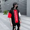 T-shirts voor heren 2023 zomer zwart rood wit patchwork hiphop T-shirt met korte mouwen heren casual punk hooded tee shirts street wear24328