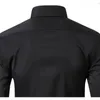 Plus 6xl Mens Social Shirt Autumn Spring Business Dress Shirts Icke-Iron Casual Solid Vertical Black Slim Fit Elastic Clothe240325