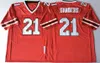 Vintage Football Throwback 21 Deion Sanders Trikot Herren 75. Jubiläum Retro 7 Michael Vick 10 Steve Bartkowski Schwarz Rot Weiß genäht für Sportfans Uniform