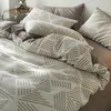 Bedding Sets Four-Piece Cotton Nordic Style Modern Simple Bed Sheet Quilt Cover Double-Sided Thickened Warm Home 1.8M Solid Color1Pc