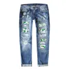 Kvinnor New Street Shamrock Clover Ripped Skinny Jeans Vintage Denim Trouser Womens Pencil Denim Pants St Patricks Day Clothing R2SI#