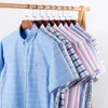 Camisa de manga corta casual de verano para hombres 100% Cott Camisa Oxford delgada Bolsillo de parche único Camisas a rayas a cuadros a tope de ajuste estándar j5OR #