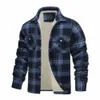 Veste à carreaux pour hommes, veste à simple boutonnage, revers en peluche, veste d'hiver élégante, imprimé à carreaux, coupe ample, poches confortables pour A l53x #