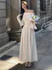 Casual klänningar maxi för kvinnor koreanska solid temperamentrock Femme 2024 Vestidos de mujer slash hals veckad tunika bodycon y2k klänning