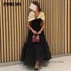 Vestidos de festa pdmcms preto tule arábia saudita baile formal fora do ombro mulheres vestidos de noite tornozelo comprimento midi celebridade