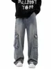 2024 Nouveau Streetwear Hommes Jeans Cargo Pantalon Lâche Neutre Plus Taille Pantalon à Jambes Larges Harajuku Pantalon Denim Casual Hommes Vêtements Y2K 52ny #