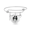 Charm Armbanden Nightmare Before Christmas Voor Vrouwen Mannen Skl Ronde Schijf Roestvrij Staal Uitbreidbare Draad Bangle Mode-sieraden Cadeau D Dhl3K