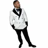 Weißer Blazer Schwarze Hose Zweireiher Spitze Revers Gast 2 Stück Jacke Hose Prom Party Outdits Luxus Komplettes Set Kleidung r2Js #