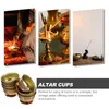 Dinnerware Sets 7 Pcs Water Bowl Temple Holy Cup Yoga Stuff Alloy Supply Container Lotus Flower Holder Meditation Altar Supplies Worship