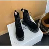 Boots Lace-up Sponge Cake Thick-soled Tooling Rhubarb Round Toe Lace All-match Breathable Mesh Mid-tube Women Shoes 2024