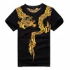 golden Drag Embroidery Men Cott T-Shirt 2024 New Casual Summer Tops Short Sleeve Tee Shirts Black / White f1Ar#