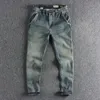 Осенние новые американские ретро тяжелые джинсы из саржевого денима мужские Fi 90% Cott Wed старые свободные прямые молодежные повседневные брюки Q2D3 #