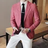 2022 autunno stile coreano semplice tinta unita rosso vestito da uomo casual sottile fessura posteriore sottile secti blazer per uomo S-XXL d8pn #