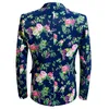 new Design Men's Pink Floral suits Stage Singer Wedding Groom Tuxedo Costume Men's Blue Wedding Suit High Quality Prom Dr q969#