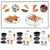 Curtains 13 Pieces Air Fryer Accessories Set Heat Insulation Non Stick Air Fryer Parts Pizza Pan for Household Cooking Baking Bbq Kitchen