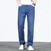 Verão fino lyocell jeans masculino gelo seda drape solto busin reta elástica casual calças jeans fi 42 44 46 z2gt #
