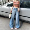 American Loose Nutged Dżinsy dla kobiet 2024 Nowa pikantna dziewczyna wszechstronna drapowanie prostych dżinsów