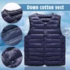 2023 Autumn Winter Men Warm Vest Jacket Male Ultra Lightweight V-neck Sleevel Butt Packable Warm Down Cott Liner Vest 58Ul#