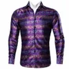 barry.wang 4XL Luxury Purple Paisley Silk Shirts Men Lg Sleeve Casual Fr Shirts For Men Designer Fit Dr Shirt BY-0057 358t#
