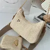 Designer saco triângulo palha ráfias tecer ombro praia saco mulheres shopper bolsa de luxo fim de semana viagem tecido duffle sacos crossbody crochet tote bag