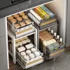 Racks Double couche évier de cuisine support de rangement retirer bouteilles de condiments plats couverts lait café capsule stockage organisateur support