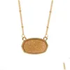 Pendant Necklaces Resin Oval Druzy Necklace Gold Color Chain Drusy Hexagon Style Luxury Designer Brand Fashion Jewelry For Womenpend Otnmz