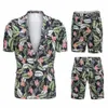 Hawaje w stylu letnich krótkich mężczyzn garnitury 2PCS Zestaw plaży Cott Men garnitur Blazer z krótkim rękawem US DUŻY DRUKOWANIE Blazery+Shorts Set H6OW#