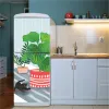 Stickers Self -Yapısal Çıkartma Buzdolabı Kapağı Dekoratif Film Mutfak Buzdolabı Duvar Kağıdı Beyaz Çiçek Çıkartması Yeşil Tam Sargı