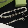 Collier pendentif lettre plein diamant double lettres bracelets chaîne en métal dames anniversaires strass pendentifs bracelet avec G260M
