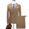 2 PCS Traje Abrigo Pantalones Set / 2023 Fi Nuevos Hombres Casual Busin Color Sólido Doble Pecho Boda Blazers Chaqueta Pantalones N41F #